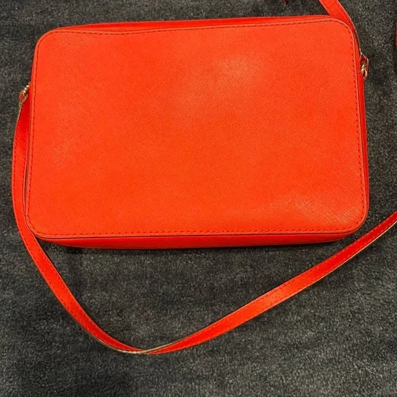 Michael Kors Bold Red Sandrine Gold Stud Crossbody Bag